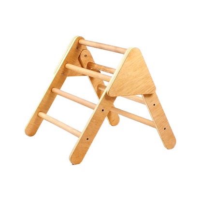 Triángulo De Aprendizaje Pequeño Pikler Plegable Madera + Rampa Listones. Med: 60 X 50 X 55 Cm.tremrl0005. Woodgo.