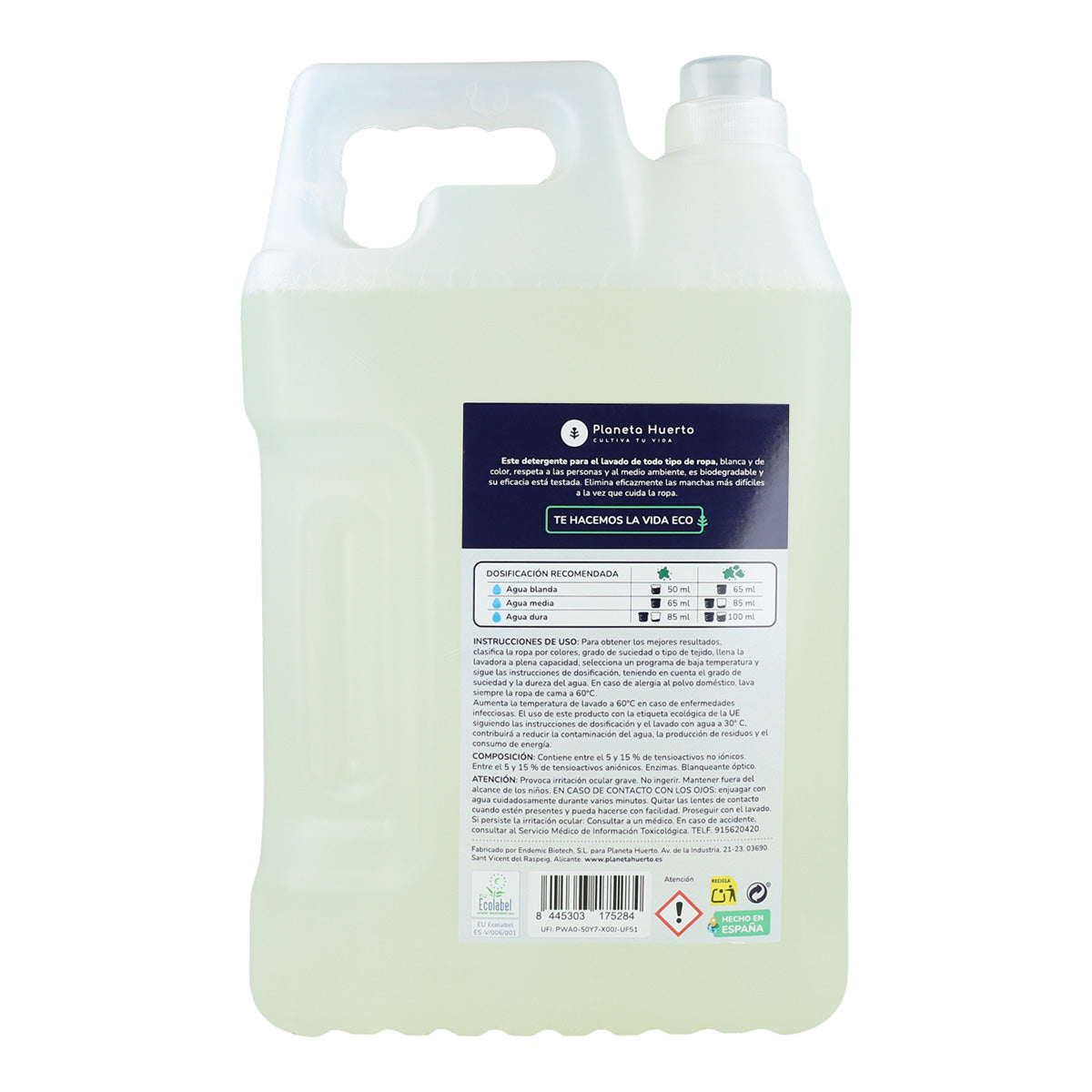 Detergente líquido para roupa Planeta Huerto ECO sem perfume 5 litros