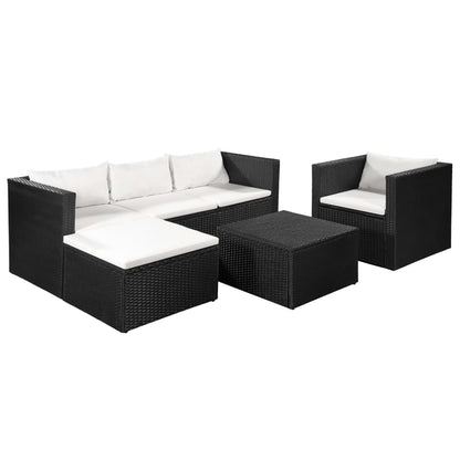 Vidaxl Set De Muebles De Jardín 4 Pzas Ratán Sintético Negro Y Blanco_0