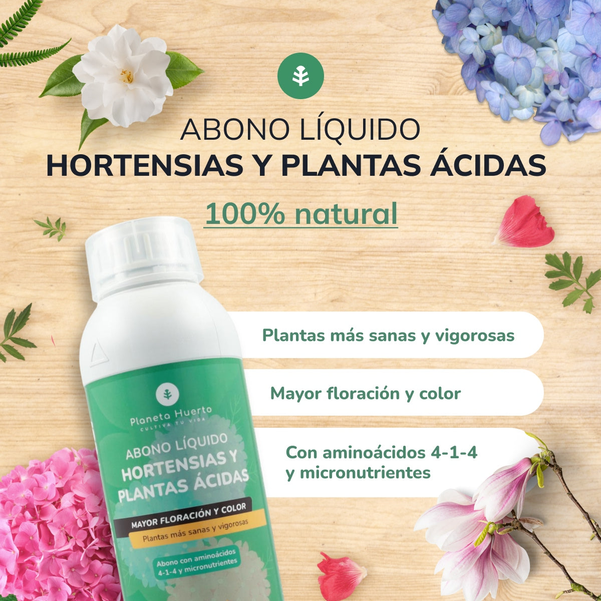Fertilizante Líquido Planeta Huerto para Hortênsias e Plantas Ácidas 250 ml
