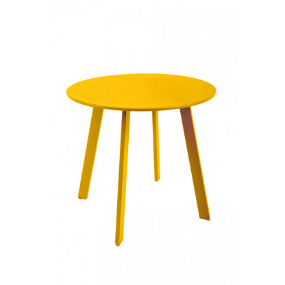 Mesa Auxiliar, Mesa De Jardín Redonda De Acero Epoxi Amarillo 49x45cm- Muebles De Jardín_0