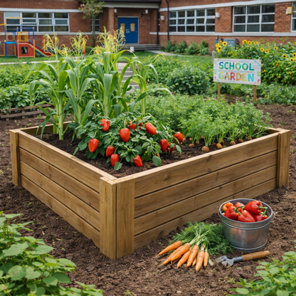 Cajón De Cultivo Natura. Altura De 40 Cm. Sin Base. Vidahuerto 120x120x40 Cm._1