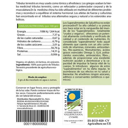 Tribulus Terrestris em pó ECO 250 g, Salud Viva