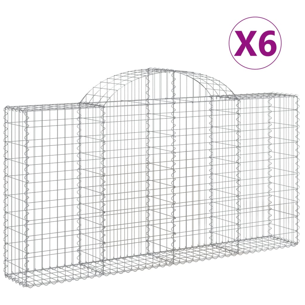 Cestas De Gaviones 6 Uds Forma De Arco Hierro 200x30x100/120 Cm_0
