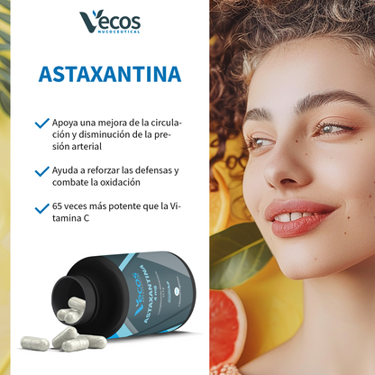 Astaxantina Natural 4 mg VECOS (90 cápsulas) | Protección antioxidante potente | Microalga Haematococcus pluvialis_3