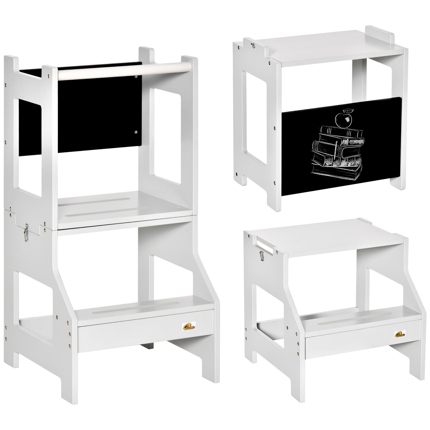 Homcom Torre De Aprendizaje 2 En 1 Con Pizarra 42x44x86 Cm Gris_0