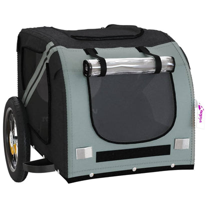 Remolque De Bicicleta Mascotas Hierro Tela Oxford Gris Negro_4