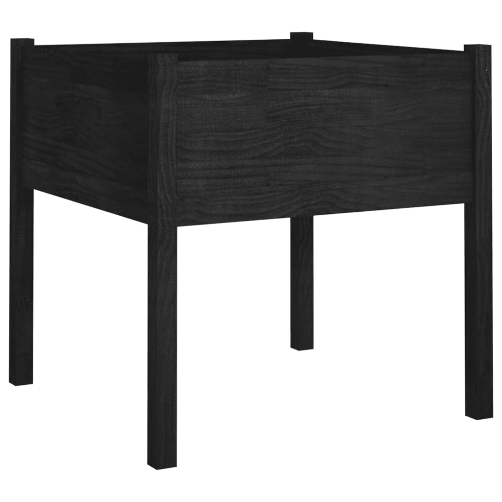 Jardineras 2 Uds Madera Maciza De Pino Negro 70x70x70 Cm_3