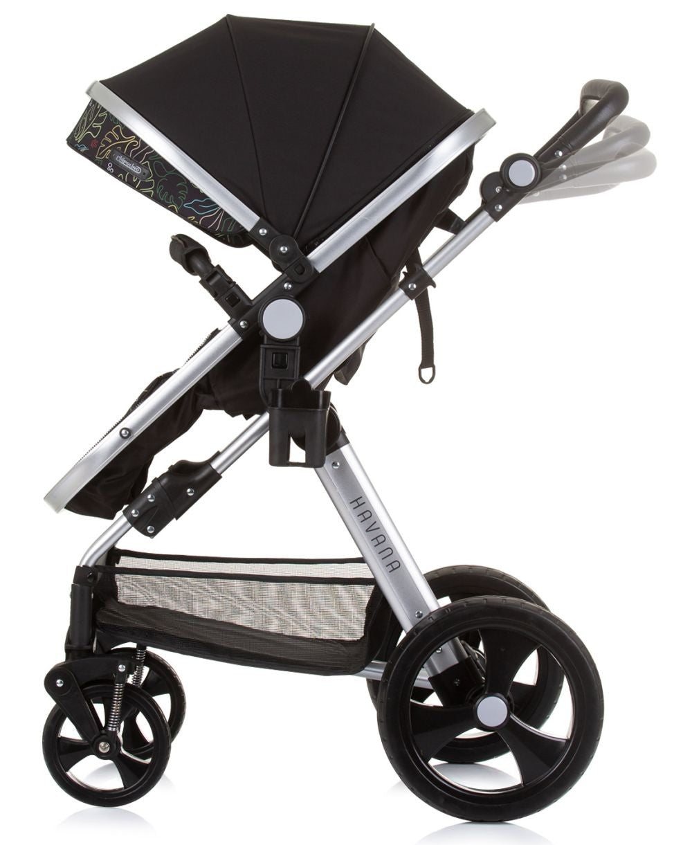 Carrito De Bebé Havana Dúo Convertible Hasta 22 Kg Con Bolso Y Mosquitera Obsidian Leaves_1