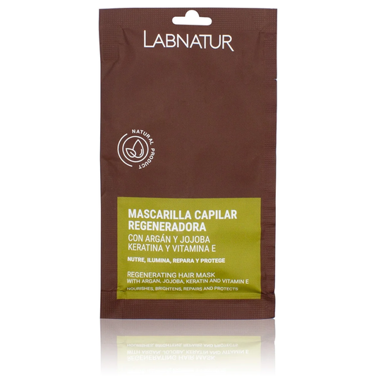 Mascarilla Capilar Argán, Jojoba y Queratina Labnatur 20 ml | Reparación Intensa | Nutrición | Cabello Suave_0