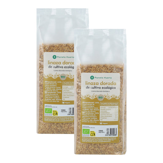 Embalagem de 2x Sementes de Linhaça Dourada Planeta Huerto ECO 500 g