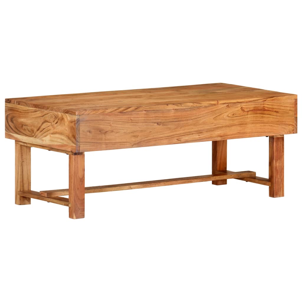 Mesa De Centro Madera Maciza De Acacia 100x50x40 Cm_2