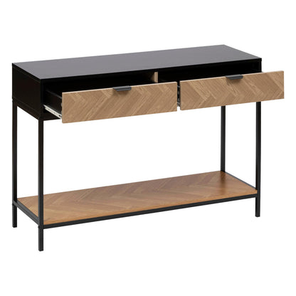 Consola Chevrons 2 Cajones en Acero Color Negro (110 x 35 x 75 cm)_1