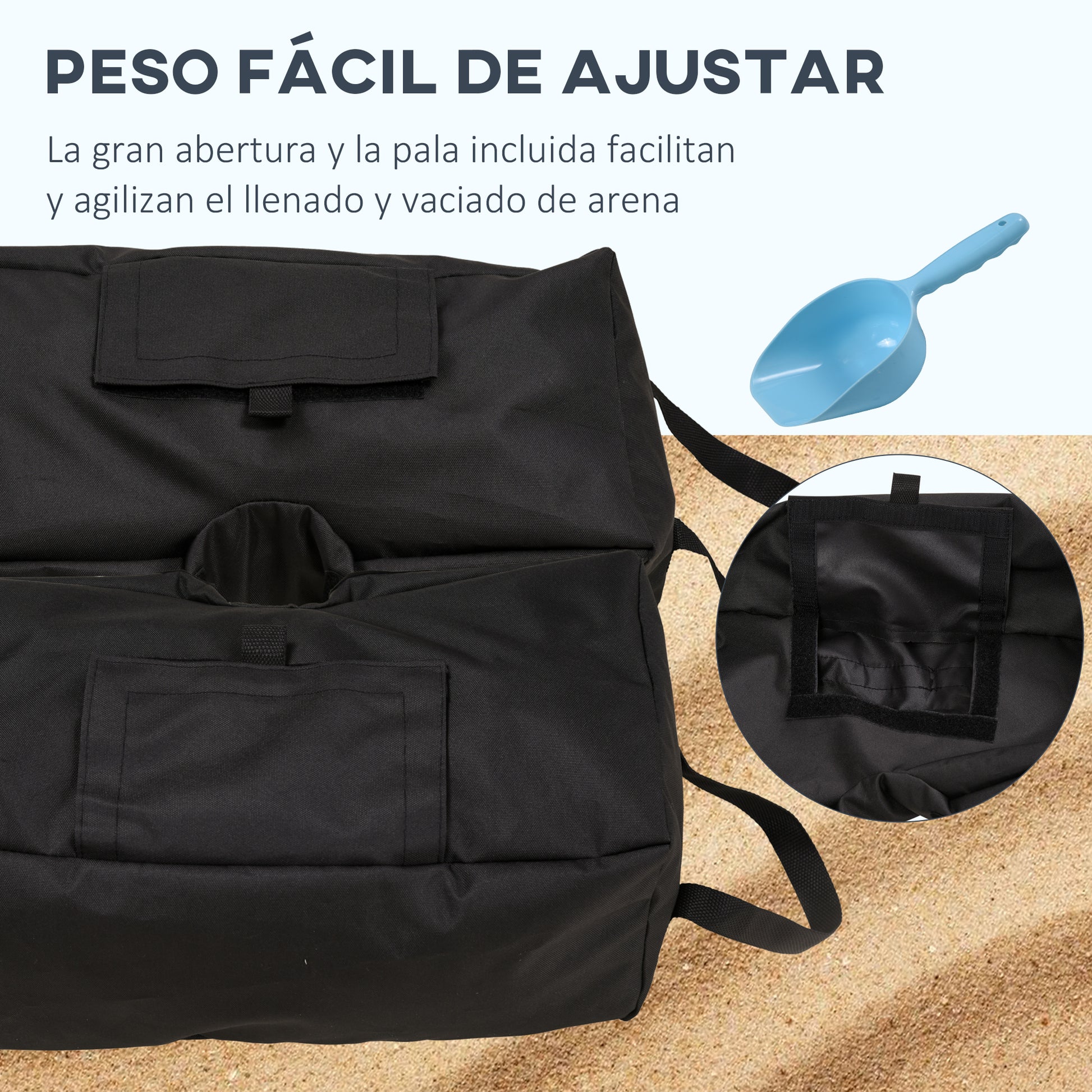 Outsunny Juego De 2 Bolsas De Arena Peso Para Sombrilla 50 Kg 50x25x18 Cm Negro_5