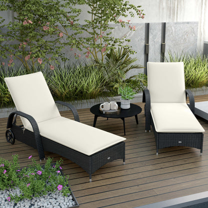 Outsunny Pack 2 Cojines Para Tumbonas Plegables 193x58x6 Cm Crema_1