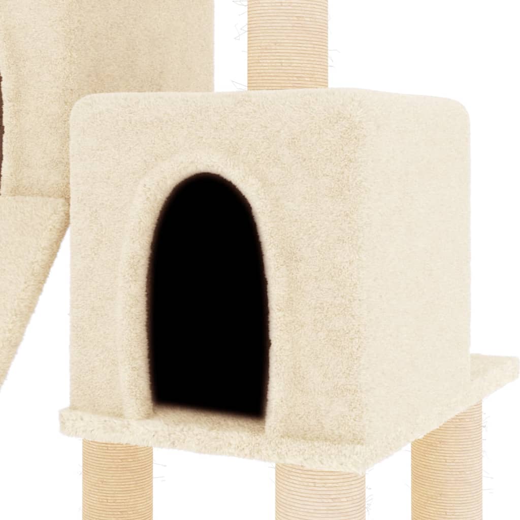 Rascador Para Gatos Con Postes De Sisal Color Crema 82 Cm_5