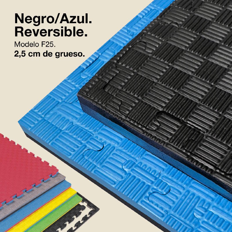 Tatami Puzzle 2,5cm 100x100cm – Superficie 5 Líneas Negro/azul Jowy_0