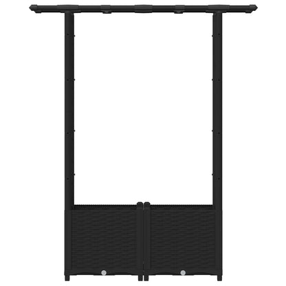 Cama Elevada Con Trellis Y Techo Negro 124,5 X 40 X 136 Cm Pp_3