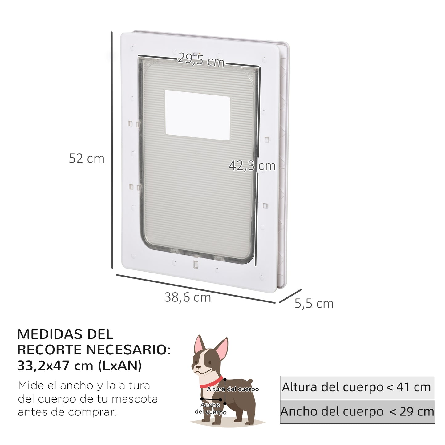 Pawhut Puerta Para Mascotas 38,6x52x5,5cm Con Cierre Magnético De 2 Vías Blanco_3