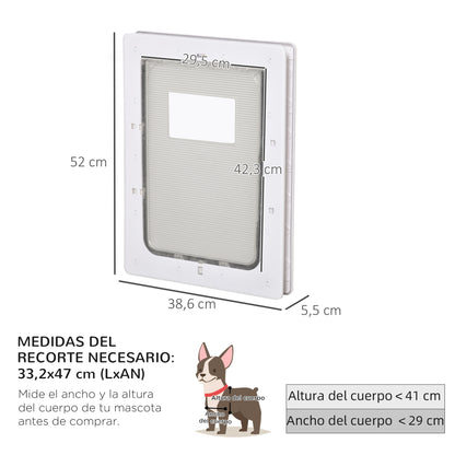 Pawhut Puerta Para Mascotas 38,6x52x5,5cm Con Cierre Magnético De 2 Vías Blanco_3