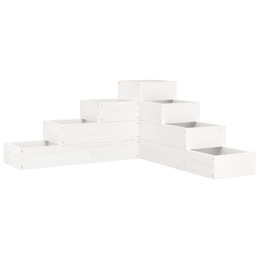 Jardinera 4 Niveles Madera Maciza De Pino Blanca 80,5x79x36 Cm_0