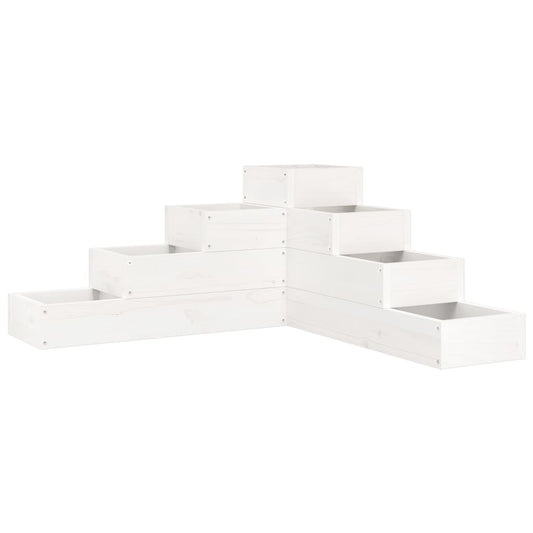 Jardinera 4 Niveles Madera Maciza De Pino Blanca 80,5x79x36 Cm_0