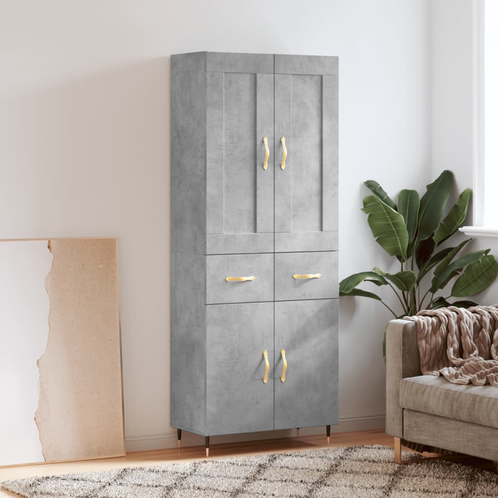 Aparador Alto Madera Contrachapada Gris Hormigón 69,5x34x180 Cm_0