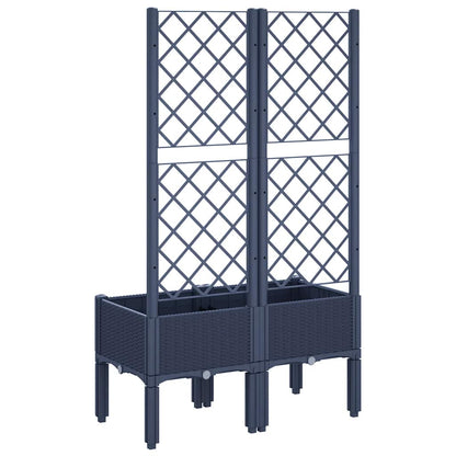 Jardinera Con Enrejado Pp Azul Gris 80x40x142 Cm_4