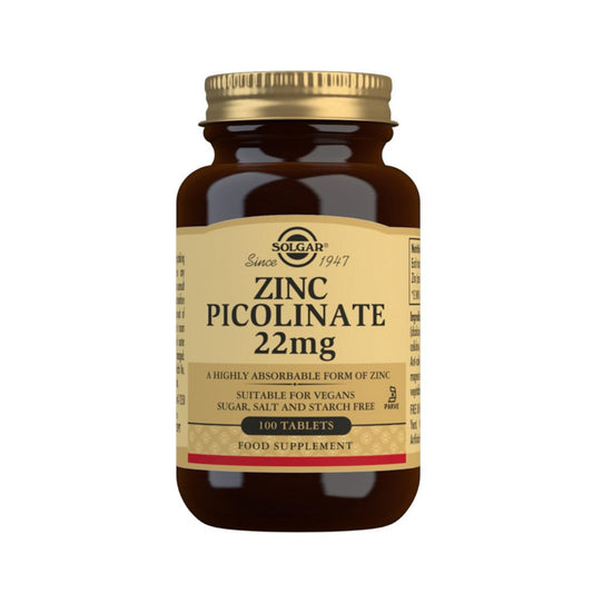 Picolinato de Zinco 100 comprimidos de 22 mg Solgar