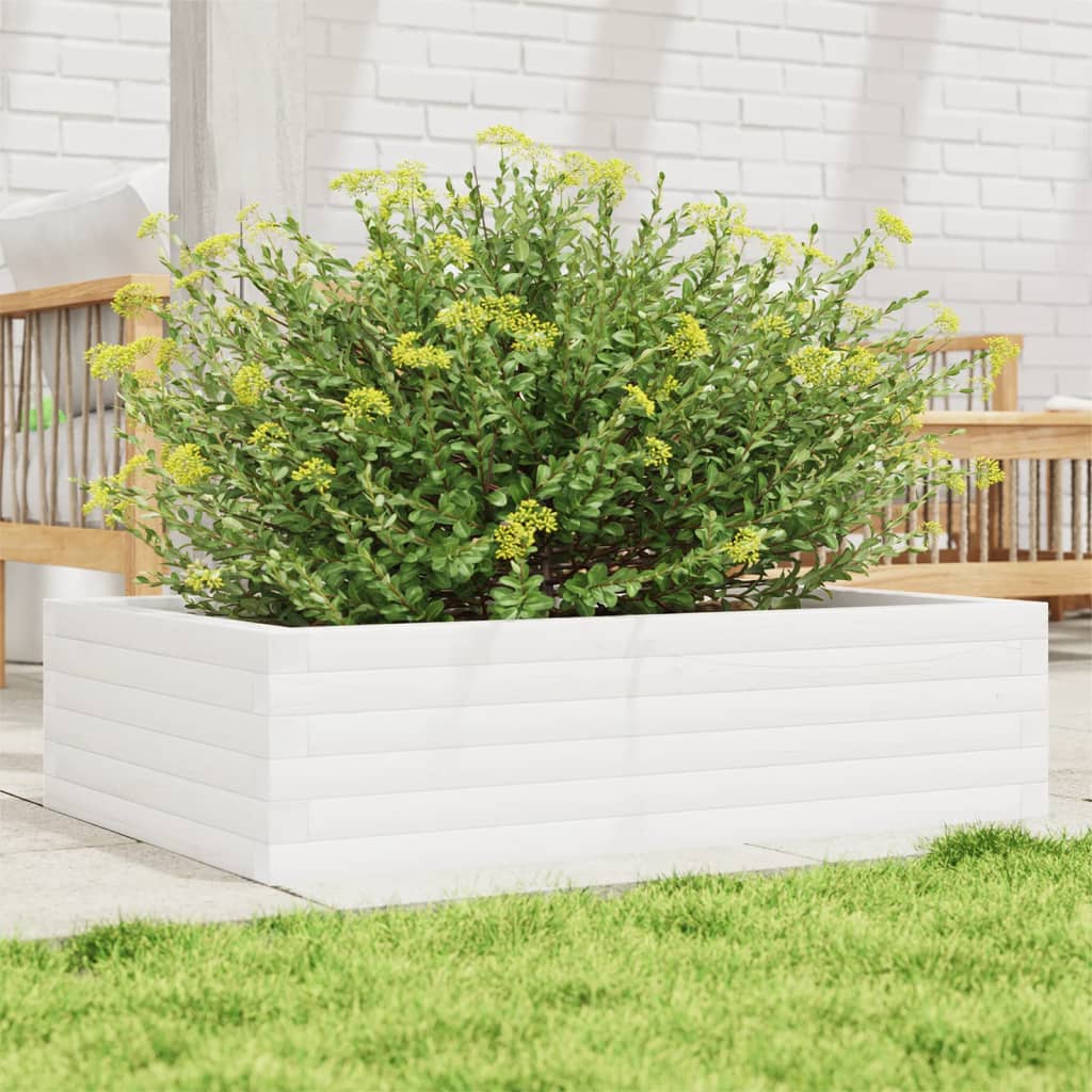 Jardinera De Madera Maciza De Pino Blanco 90x60x23 Cm_1