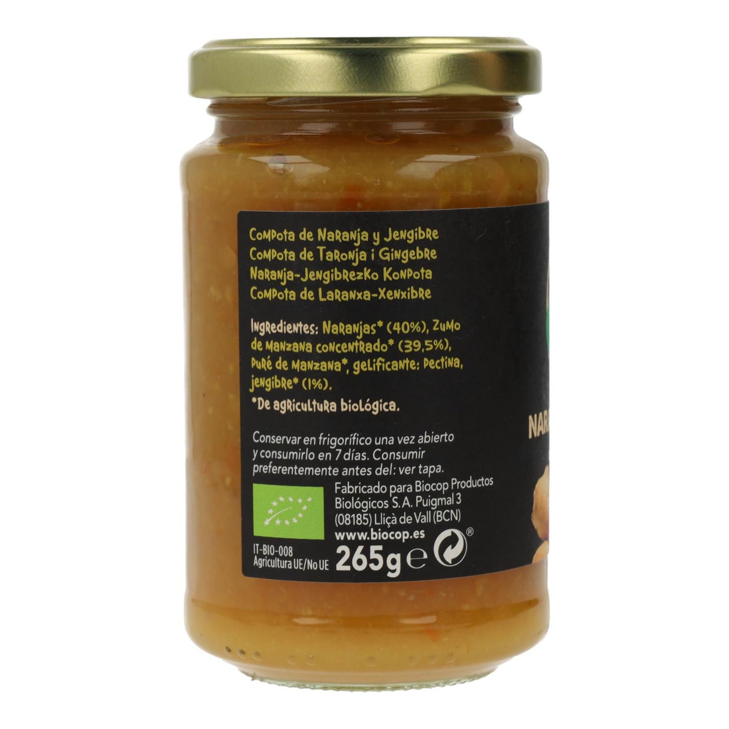 Biocop Biocop Laranja e Gengibre Compota Orgânica, 265 g