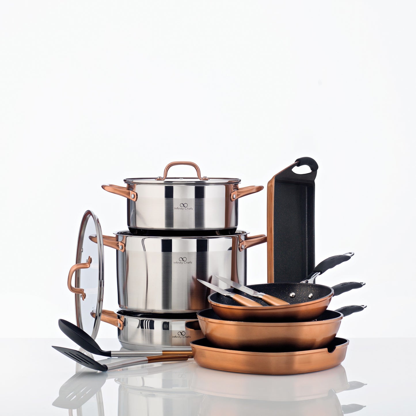 Infinity Chef - Bergner: Cacerola 20x8cm (2.3l) Acero Inoxidable Inducción 360 Con Tapa De Vidrio Infinity Chef_3