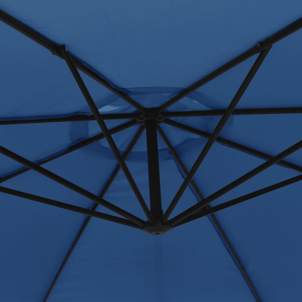 Sombrilla Voladiza Con Poste De Aluminio Azul 350 Cm_4