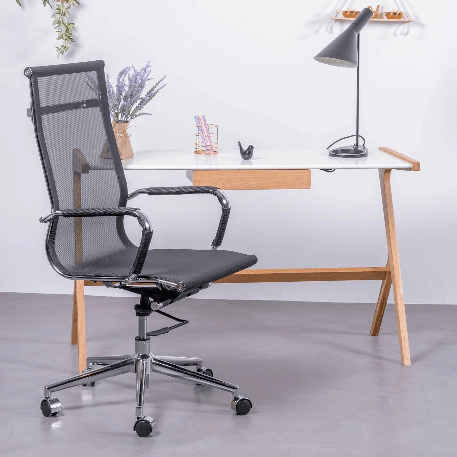Silla De Oficina Con Respaldo Alto De Malla De Fibra Transpirable - Alu_1