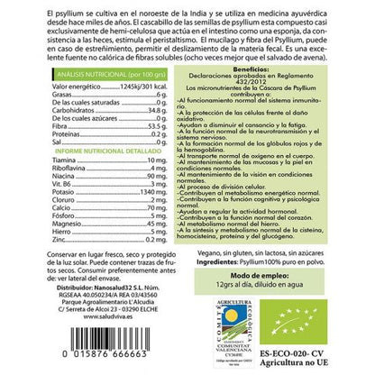 Psyllium em pó 200 g, Salud Viva