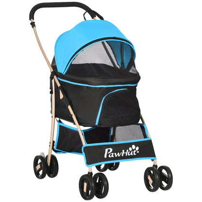 Pawhut Carrito Para Perros Plegable 3 En 1 Con Vagón Desmontable Azul_0