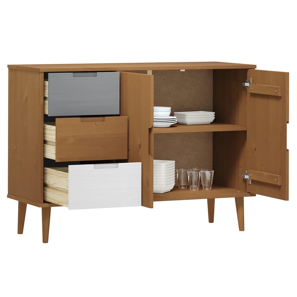 Aparador Molde Madera Maciza De Pino Marrón 113x40x80 Cm_2