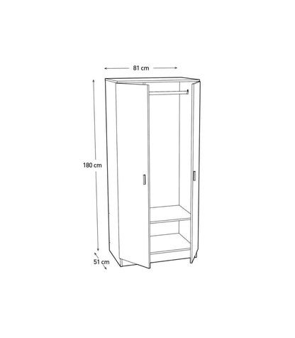 Armario 2 Puertas Abatibles Acabado Blanco 180 Cm(alto)80,4 Cm(ancho)51 Cm(fondo)_2