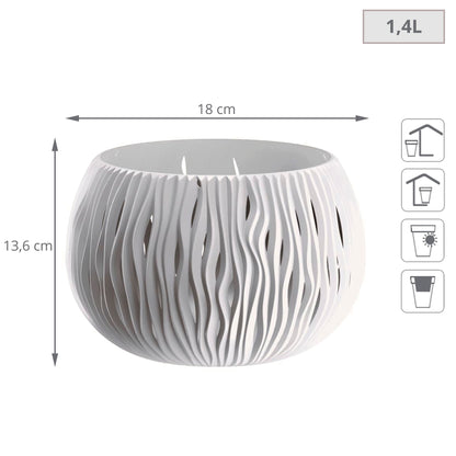 Prosperplast Bowl Sandy De Plástico Con Depósito En Color Blanco, 13,6 (alto) X 18 (ancho) X 18 (profundo) Cms_1