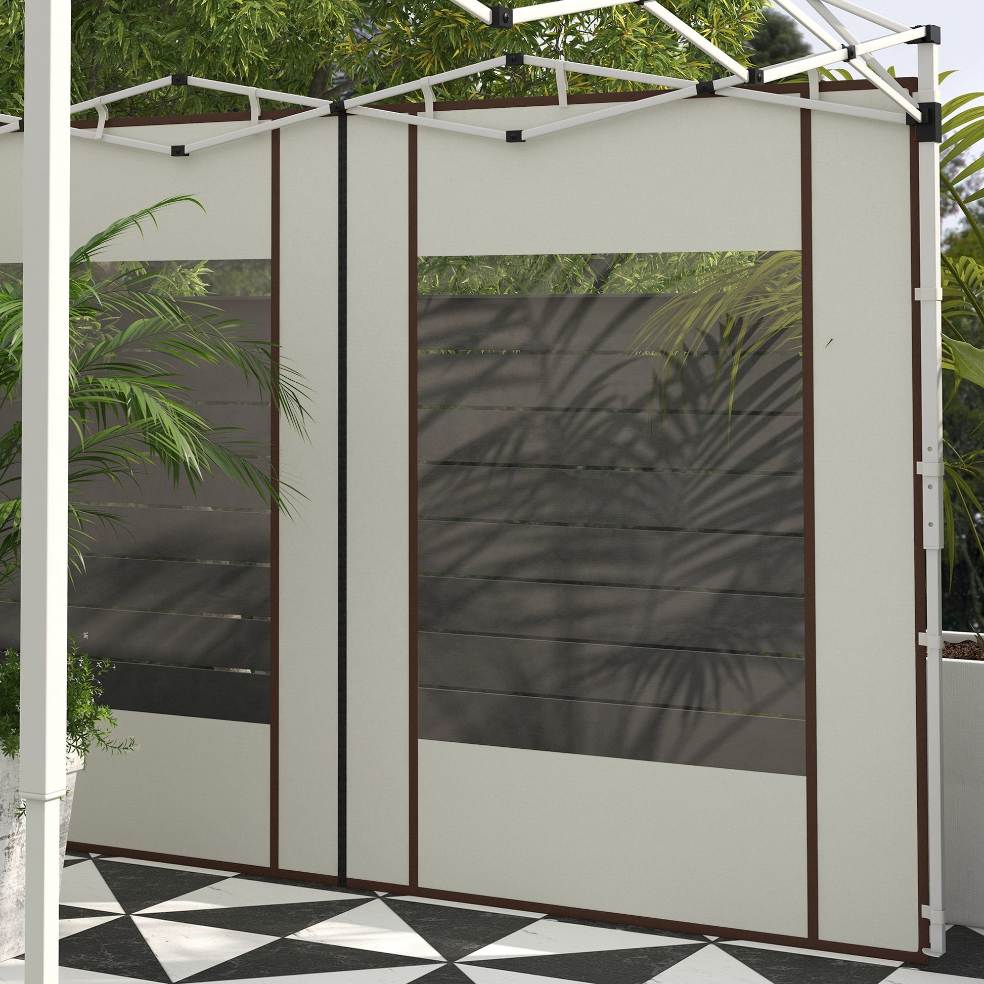 Outsunny Paredes Laterales Para Carpa De 2 Paneles 295x195 Cm Crema_4