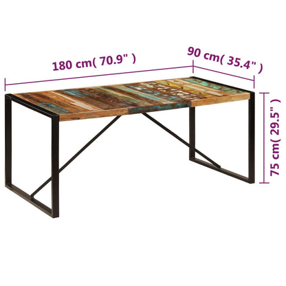 Mesa De Comedor De Madera Maciza Reciclada 180x90x75 Cm._4