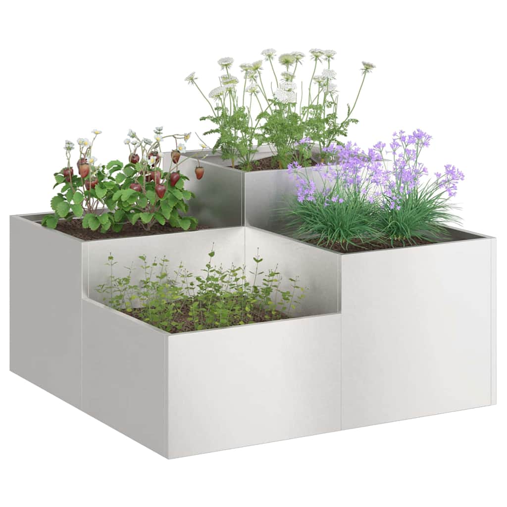 Maceta Para Jardín Plateado 100 X 100 X 48 Cm Acero Inoxidable_2
