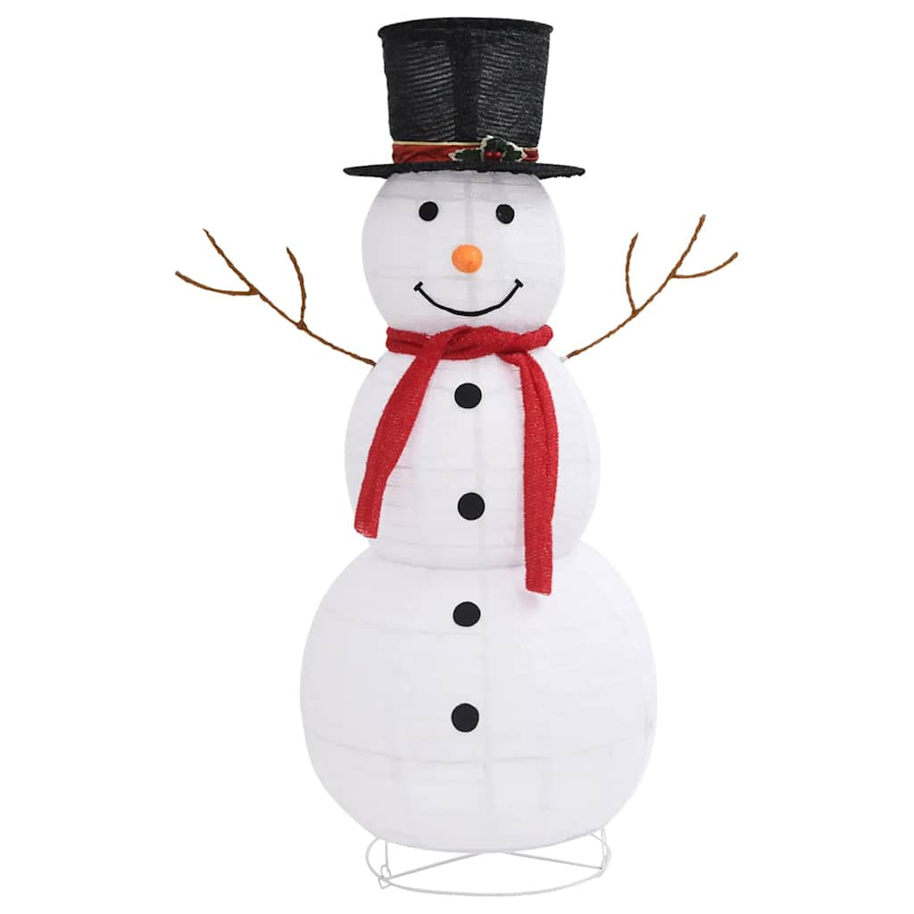 Vidaxl Muñeco De Nieve De Navidad Con Luces Led Tela Lujosa 120 Cm_3