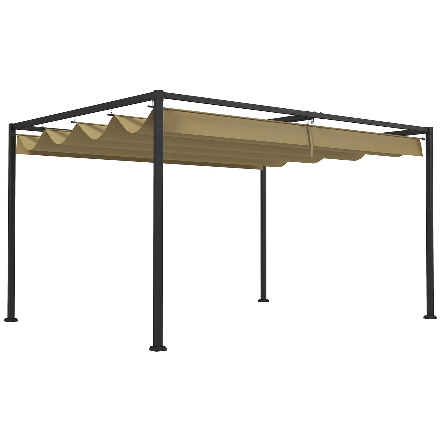 Outsunny Pérgola 3x2 M Cenador Jardín Con Techo Retráctil Poliéster Para Fiestas_0