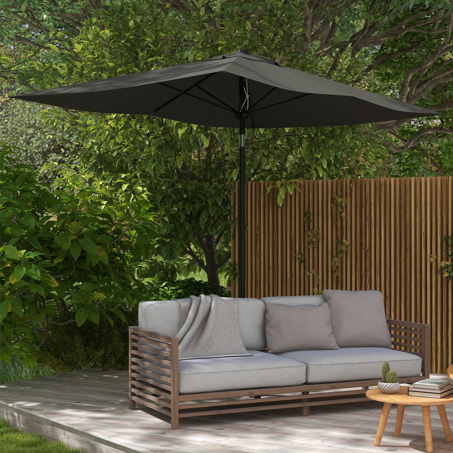 Outsunny Sombrilla De Jardín 205x290x248 Cm Ángulo Ajustable Gris Oscuro_1