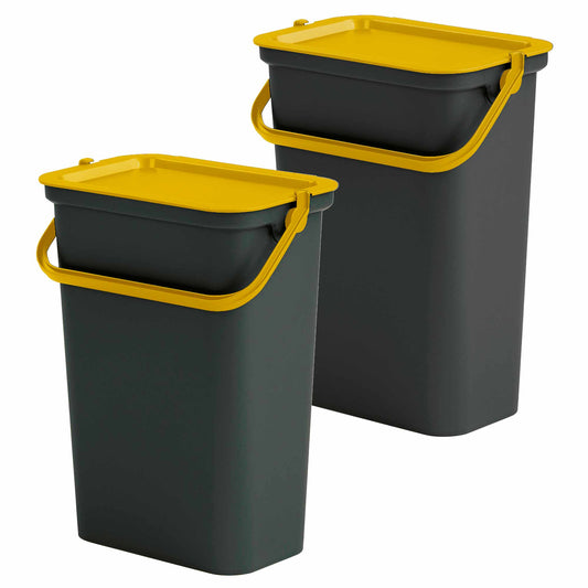 Set De 2 Papeleras moda 10l Con Asa Ámbar Y Negro