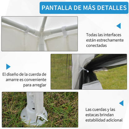 Outsunny Carpa De Jardín 4x3 M Con Mosquiteras Laterales Blanco Y Negro_5