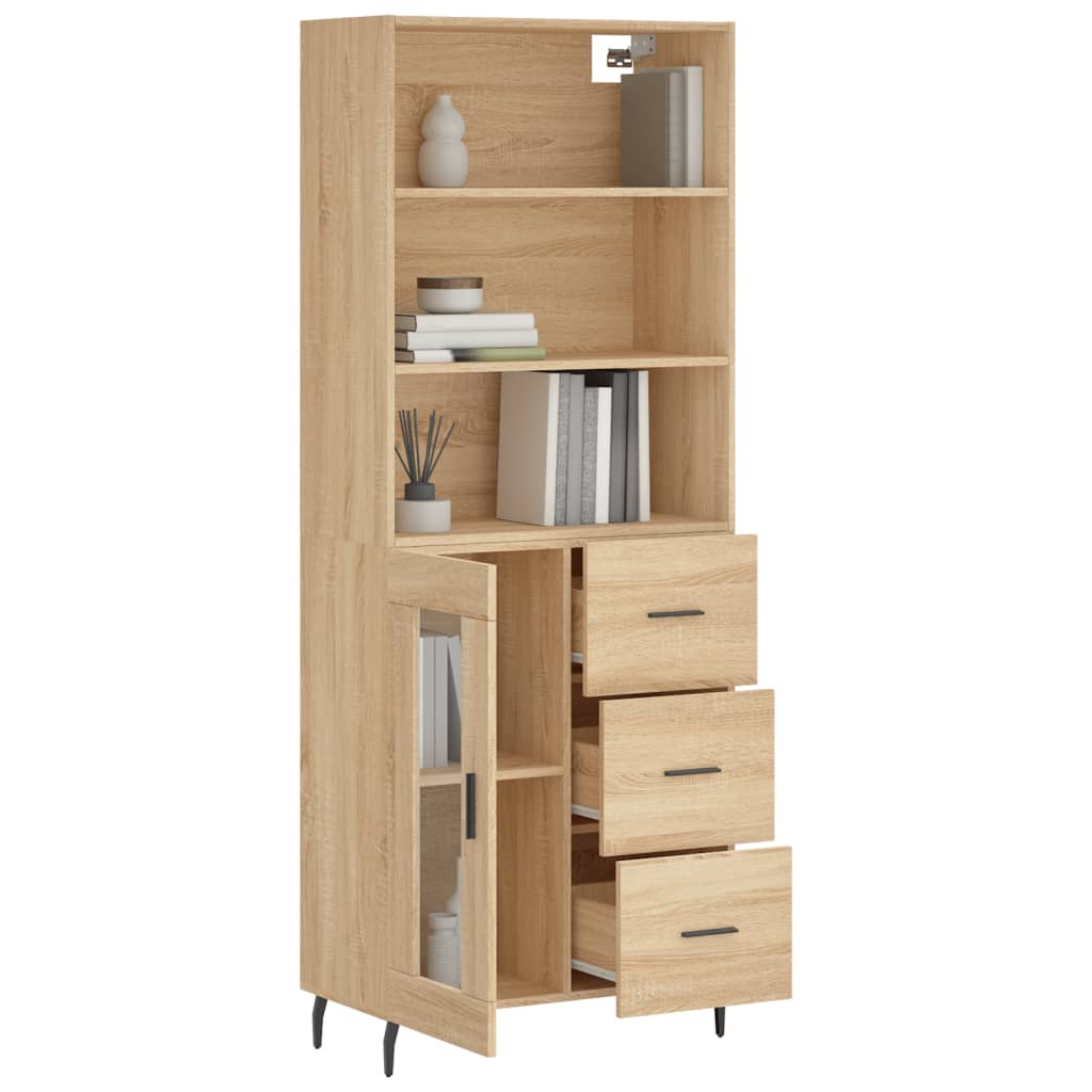 Aparador Alto Madera Contrachapada Color Roble 69,5x34x180 Cm_2