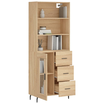 Aparador Alto Madera Contrachapada Color Roble 69,5x34x180 Cm_2