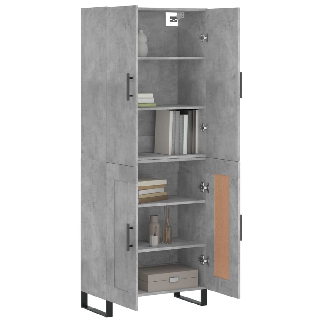 Aparador Alto Madera Contrachapada Gris Hormigón 69,5x34x180 Cm_2